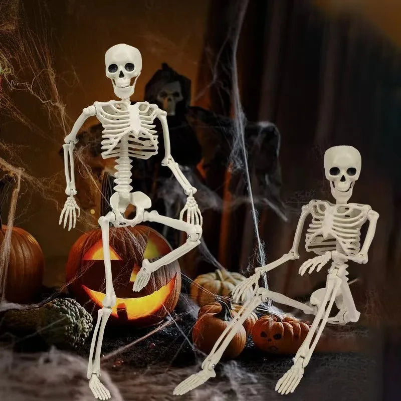 40cm Halloween Movable Skeleton Fake Human Skull Bones Halloween Party Home Bar Decorations Haunted House Horror Props Ornament
