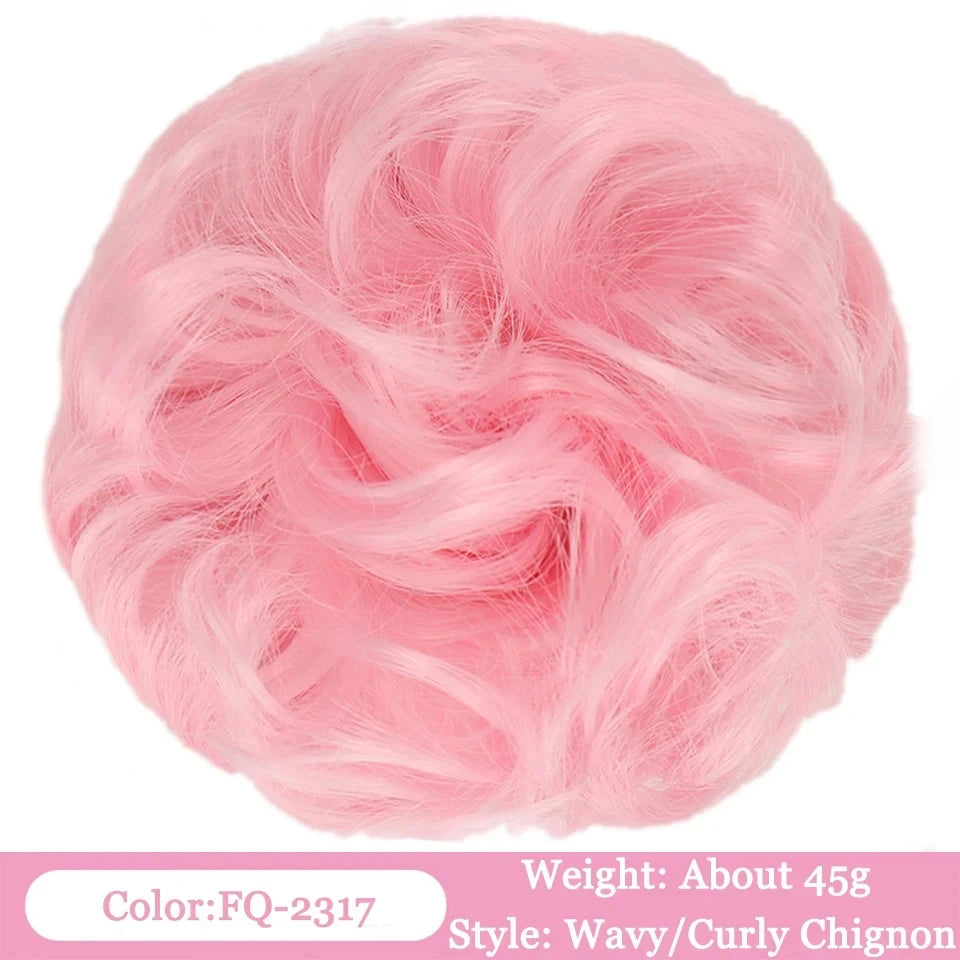 OLACA Synthetic Hair Bun Bands Blonde Black Messy Curly Chignon Donut Updo Scrunchies Fake Hair Pieces For Women Hair Extensions