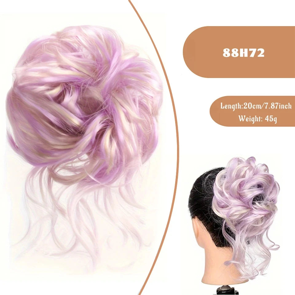 OLACA Synthetic Hair Bun Bands Blonde Black Messy Curly Chignon Donut Updo Scrunchies Fake Hair Pieces For Women Hair Extensions