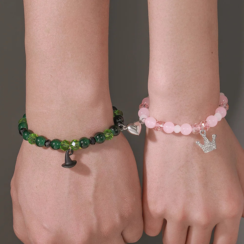Elphaba Glinda Friendship Matching Bracelets-Crown Witch Hat Matching Bracelets-BFF Couples Accessories Gifts for Dress Decor