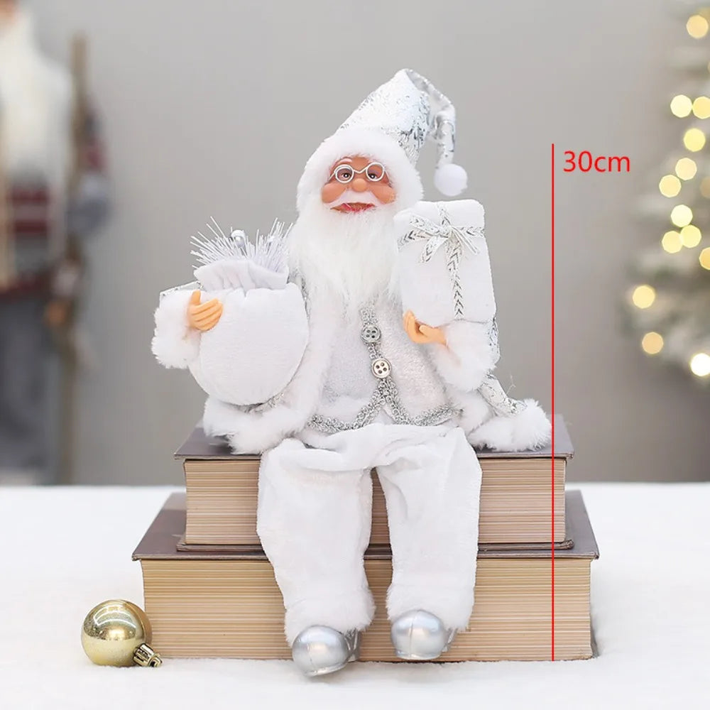 Christmas Decorations 30cm Sitting Santa Claus Gift Window Display Ornament