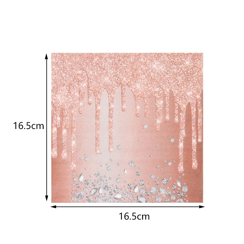 Rose Gold Disposable Tableware Diamond Pattern Paper Cups Plates Straws Table Decoration Wedding Birthday Party Supplies