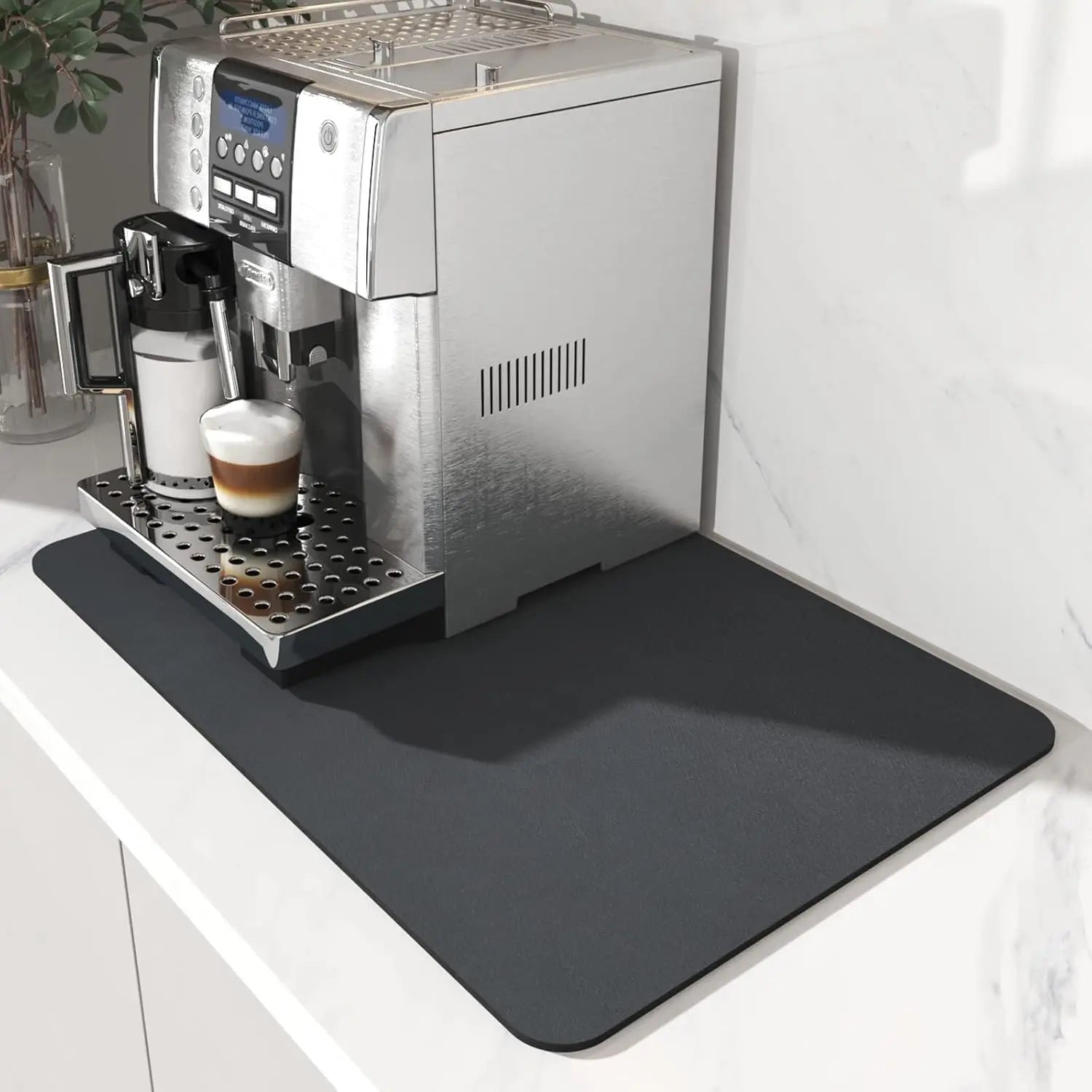 Coffee Machine Mat Rubber Backing Water-Absorbent Dish Drying Pad Kitchen Worktop Drainage Mat Home Decor