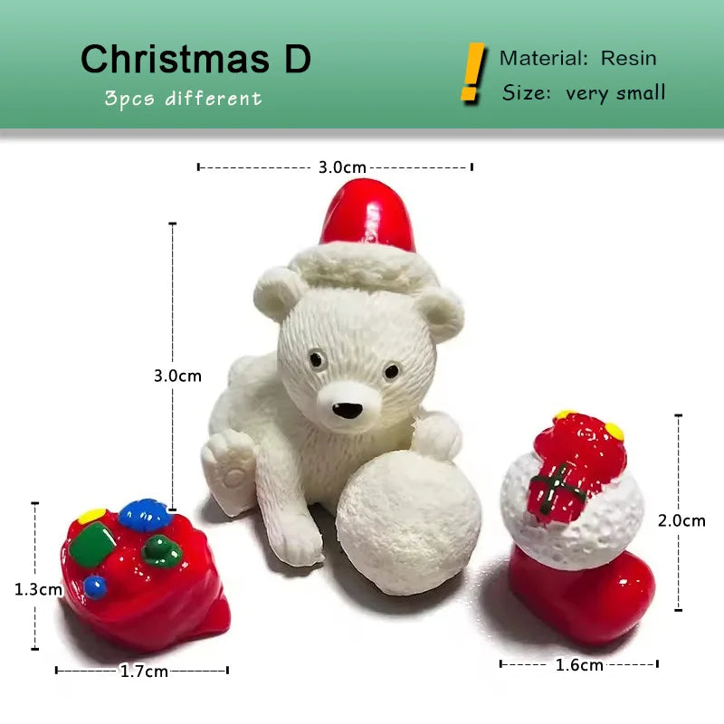 New Christmas Deer Santa Claus Sled Tree Snowman Figurine Doll House Home Decor Miniature Garden Decoration Accessories Modern