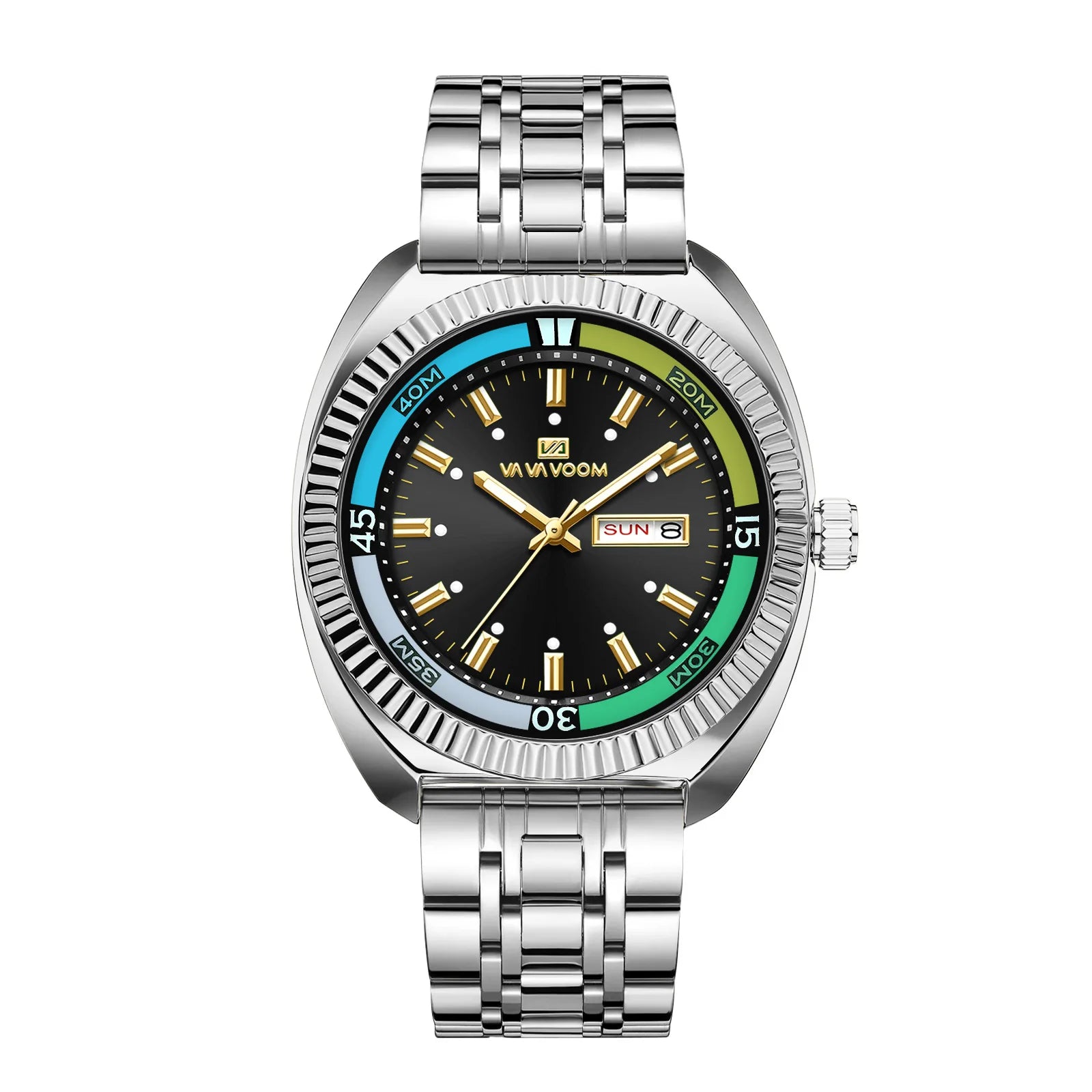 New Gear Ring Steel Strip Watch For Men Doubles Calendar Night light Large Dial Waterproof Male Fashion Quartz Clock Watches