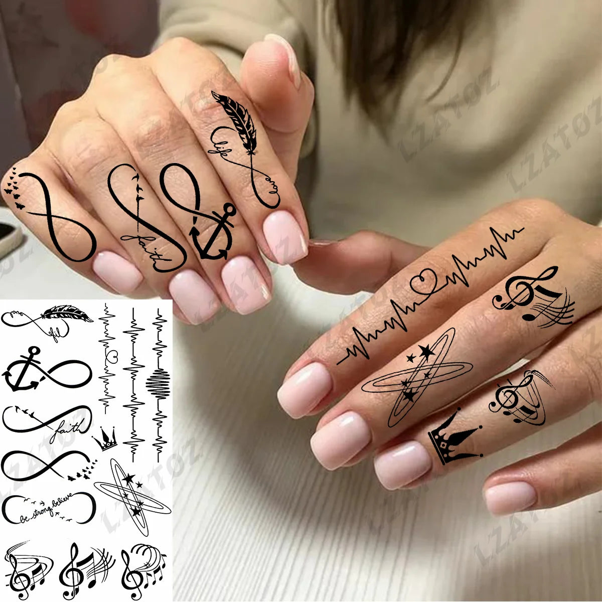 Realistic Eye Flower Temporary Tattoos For Woman Adults Rose Butterfly Tiny Fake Tattoo Sticker 3D Finger Waterproof Tatoos