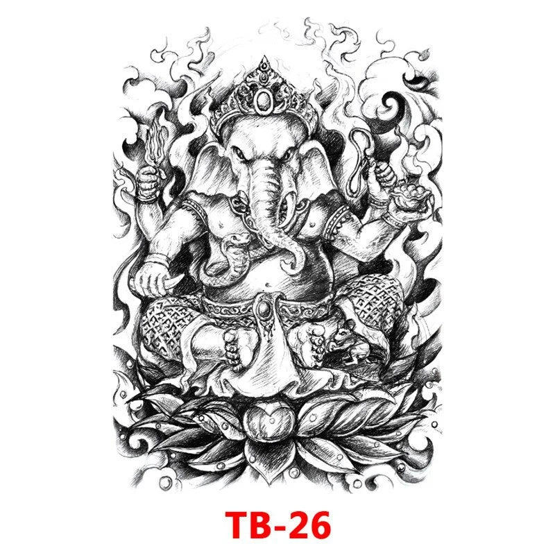 Waterproof Large Full Back Chest Tattoo Big Tattoo Stickers Fish Wolf Tiger Dragon Fairy Temporary Flash Tattoos Cool Men Women