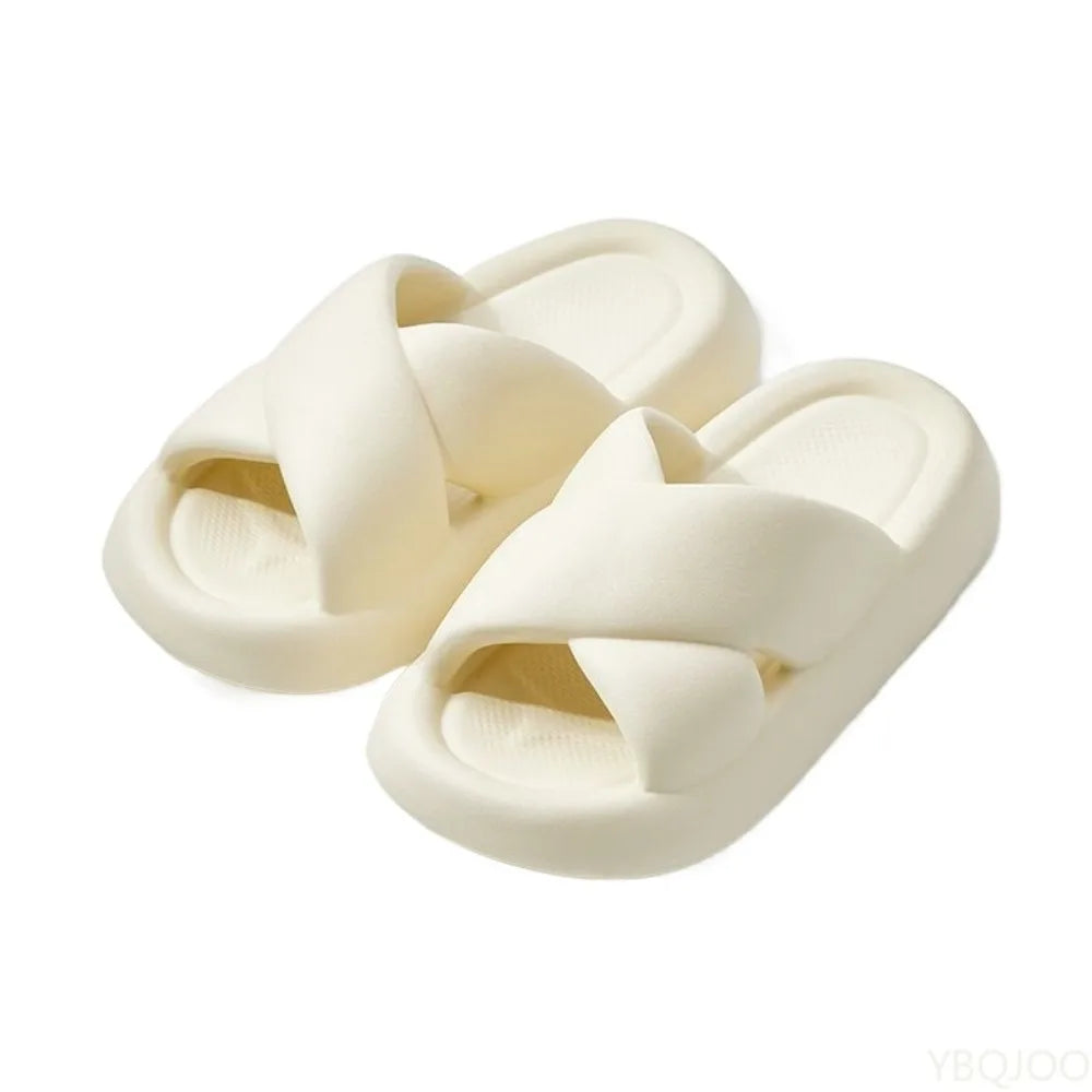 Summer Outdoor Leisure Non slip Beach Cross Belt Women's Slippers Home Thick Bottom Home Stepping Shit Feel Bathroom Slippers