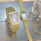 Valentine's Day Gift Couple's Watch Set Men's Women's Wine Barrel Shaped Fashion Classic Retro Quartz Wristwatch with Steel Band