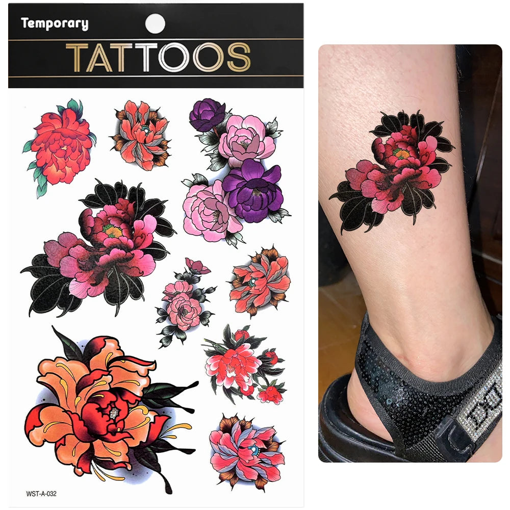 Waterproof Colourful Temporary Tattoos Sticker  Scorpion Butterfly Transfer Fake Tatoo Men Women Body Arm Fake Tattoo Stickers
