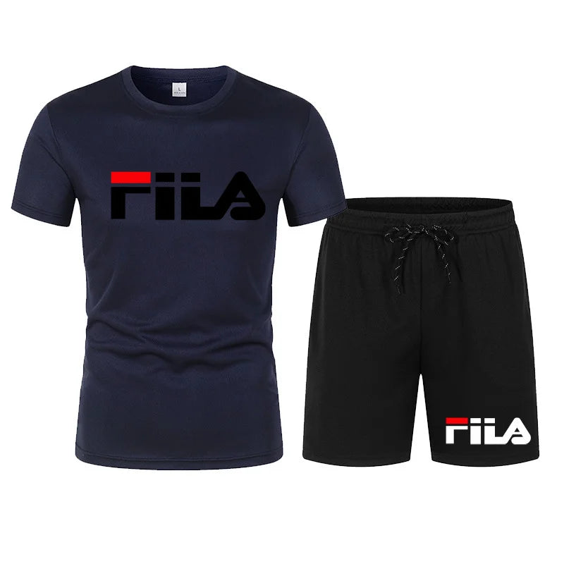 Men's two-piece sportswear breathable quick drying short sleeved T-shirt pants set running fitness 2026 summer big discount
