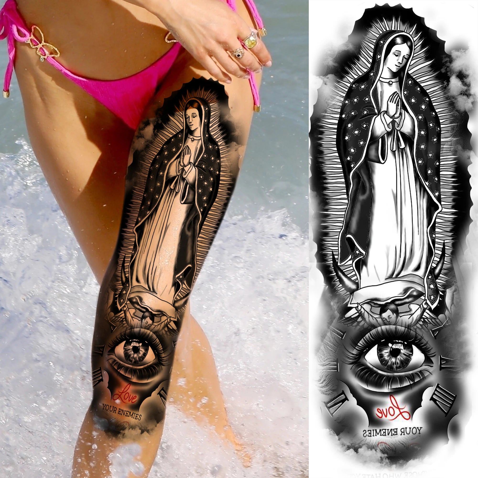 1 Sheet Full Arm Robber Gangster Temporary Tattoos For Men Women Waterproof  Tatoo Sleeve Realistic Bad Guy Fake Tattoos Sticker