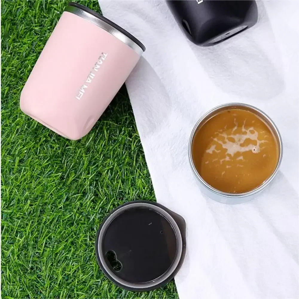 Drinkware 300ML Thermal Coffee Mug with Lid 304 Stainless Steel Vacuum Flask Leak-Proof Double Layer Insulated Tumbler Gift
