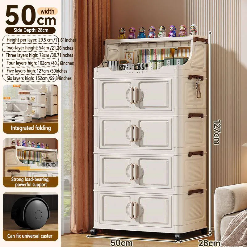 Home Living Room Multi-layer Snack Storage Rack Toy Plastic Organizer Stand Foldable Floor-standing Cabinet for Kids