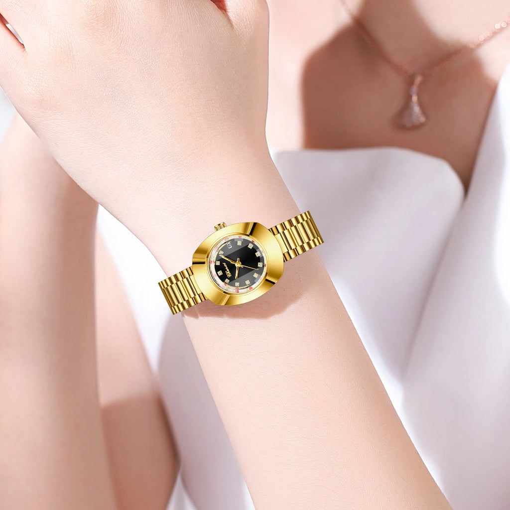 CHENXI Luxury Couple Watch Stainless Steel Band Luminous Business Men Women Quartz Wristwatches Great Valentine Gift for Lover