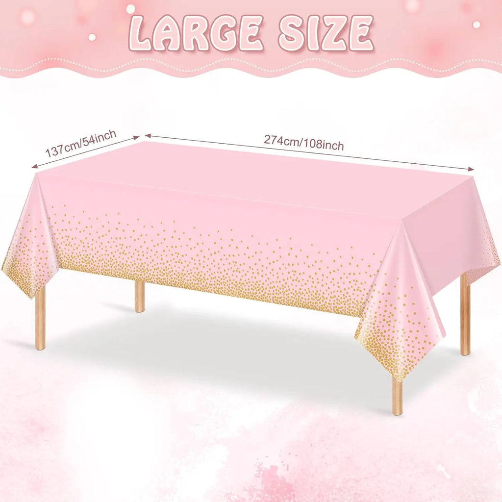 5pcs Plastic Dot Disposable Table Cloth for Parties,Plastic Tablecloth,Golden Dots Table Covers for Picnic,Birthday,Party
