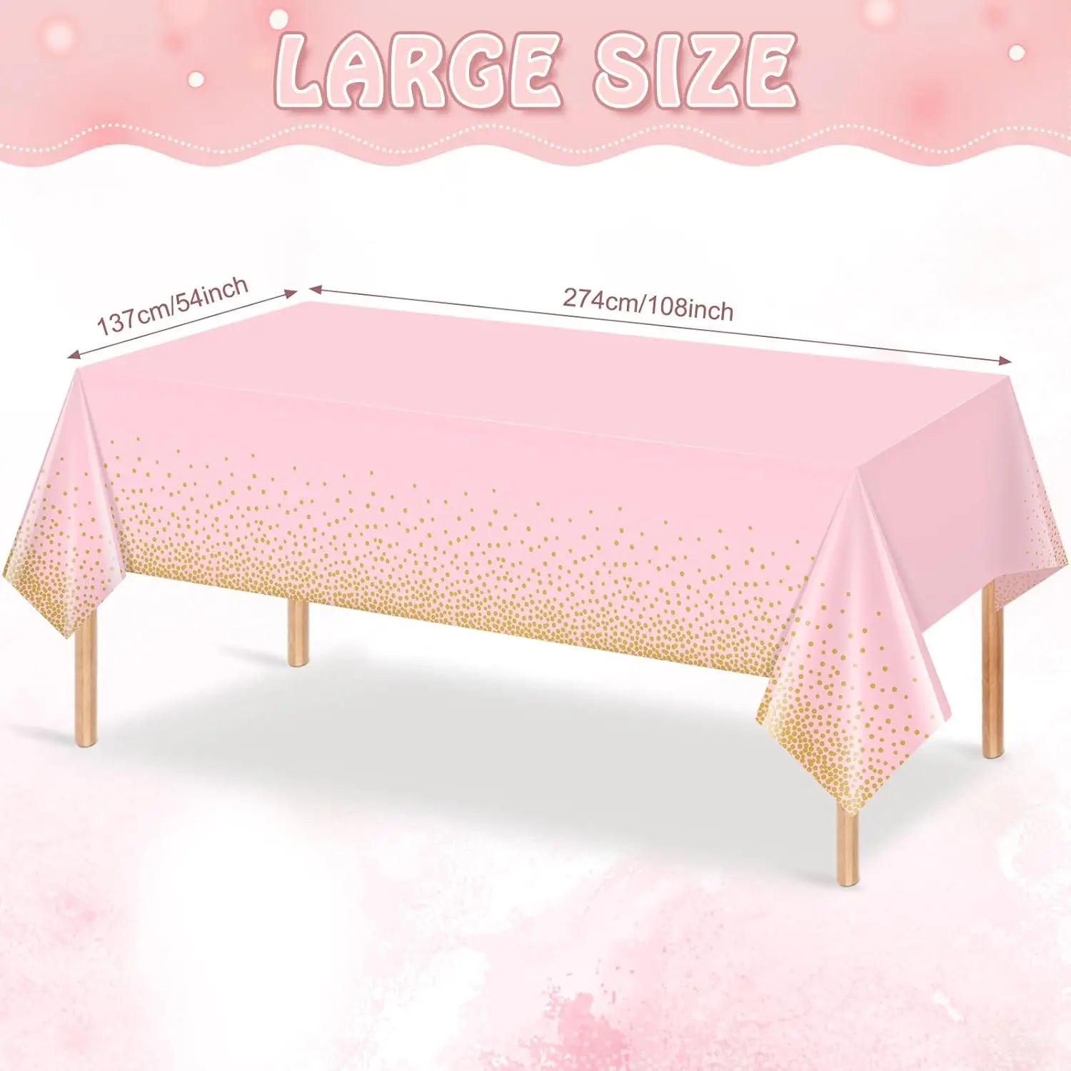 5pcs Plastic Dot Disposable Table Cloth for Parties,Plastic Tablecloth,Golden Dots Table Covers for Picnic,Birthday,Party