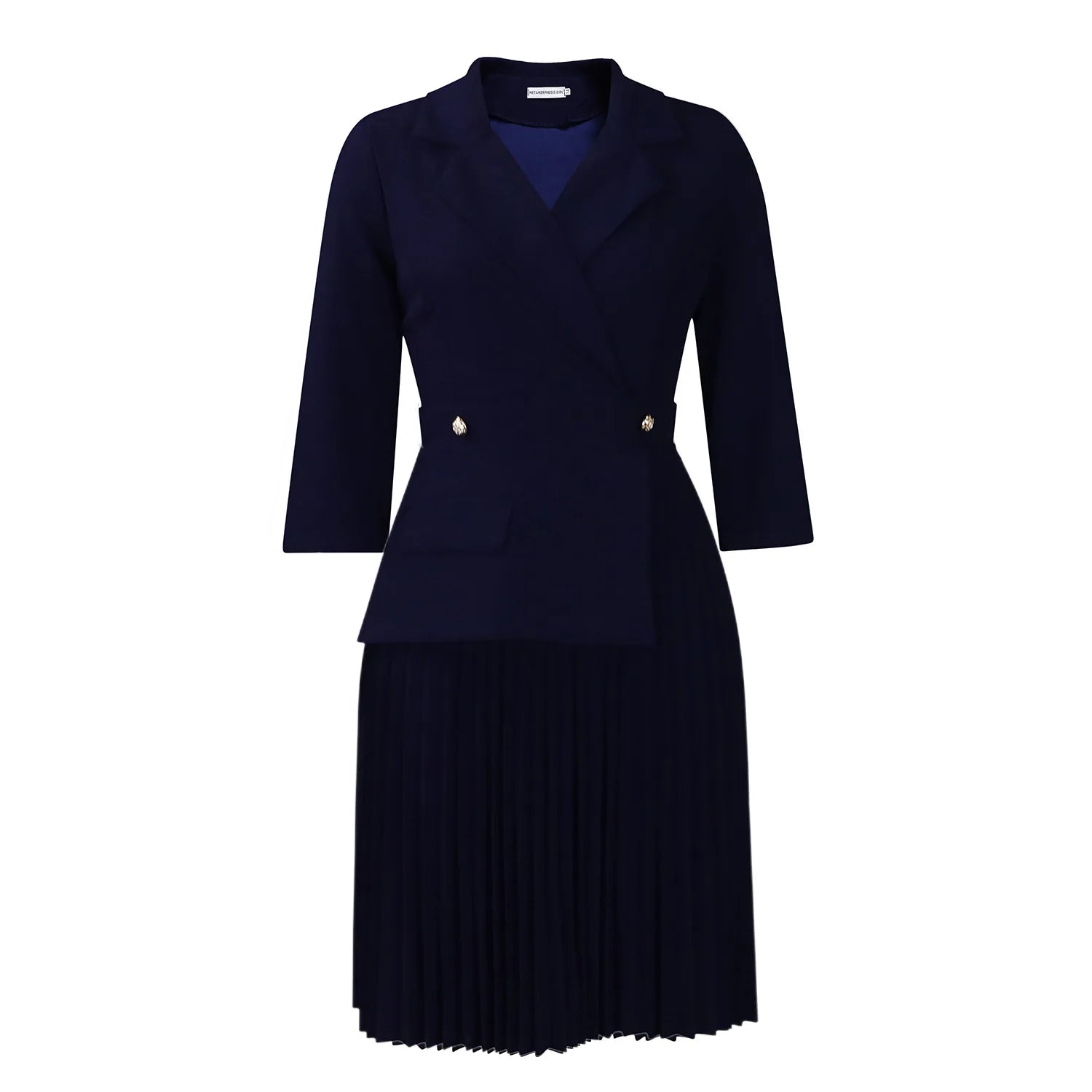 Elegant Dresses for Women Blazer Turn Down Collar Pleated Modest Church Office Ladies Work Wear Female African Slim Autumn New