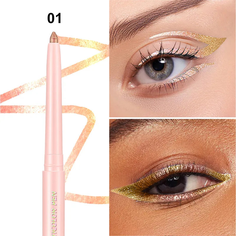 Pearlescent Aurora Purple Eyeliner Pen Chameleon Metallic Eye Liner Shiny Eyeshadow Lying Silkworm Green Blue Makeup Pigment