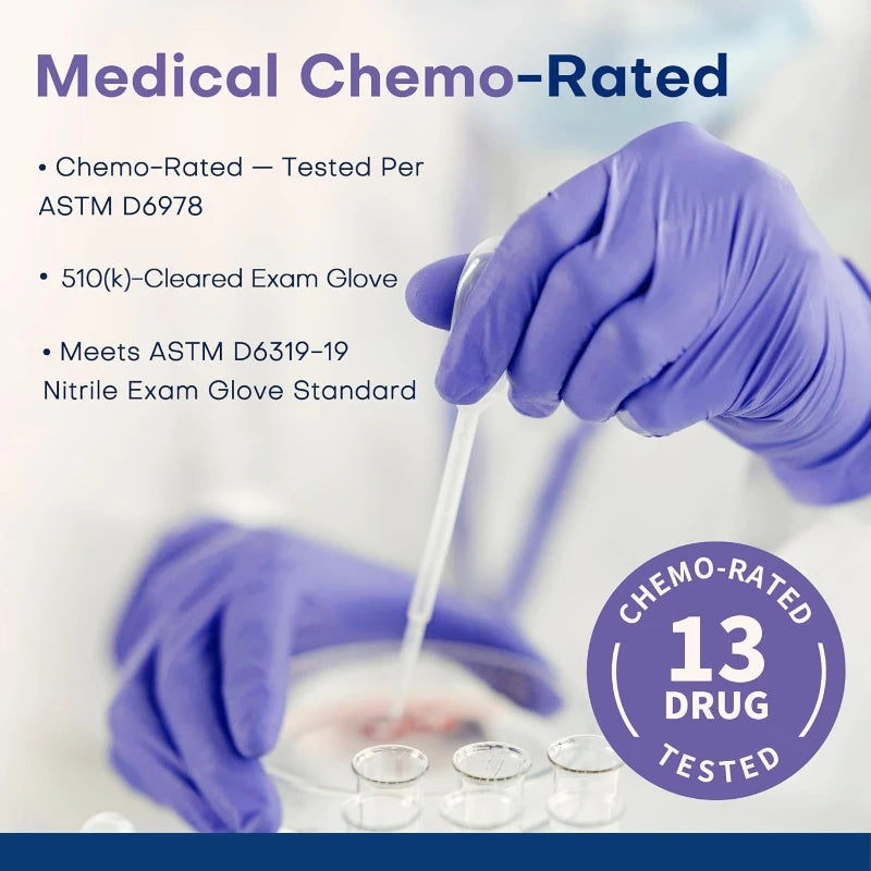 Disposable Gloves Purple Nitrile Medical Exam Gloves 100pcs Powder Free Latex Free Rubber Gloves for Cleaning Food Tattoo Salon