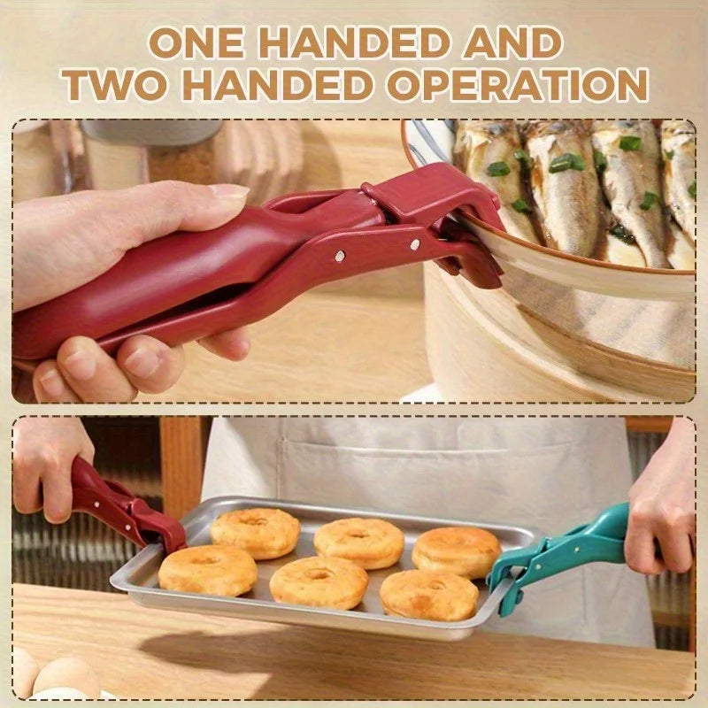 1/2Pcs Anti-Scald Hot Dish Gripper Clips, Non-Slip Kitchen Bowl Plate Holder Clamp for Air Fryer, Oven, Pans & Steamers
