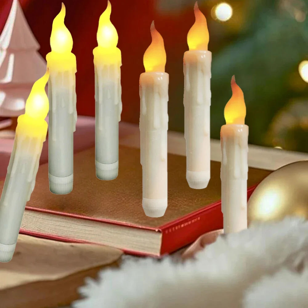 6pcs LED Taper Candle Lights, Flameless Floating Candles Battery Operated Window Candles for Christmas Wedding Birthday Party