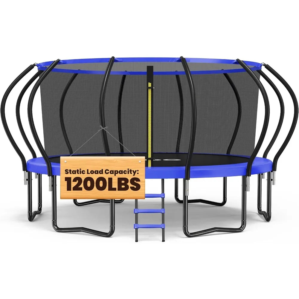 Garden Furniture -8FT Trampoline for Kids and Adults 1200LBS Capacity Outdoor Garden Jump Mat