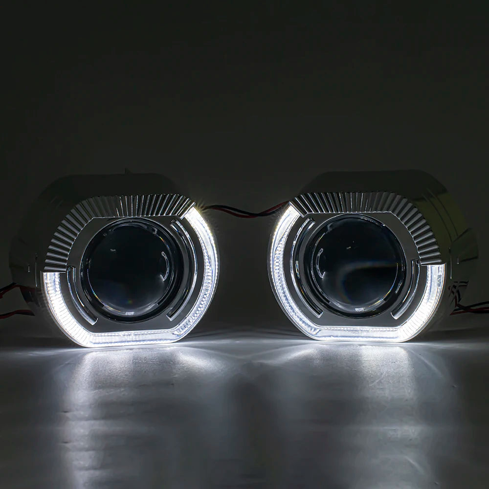 2.5 Inch 8.0 Bi Xenon Projector Lens With DRL LED Angel Eyes Shrouds Car Assembly Kit For Car Headlight H1 H4 H7 Model