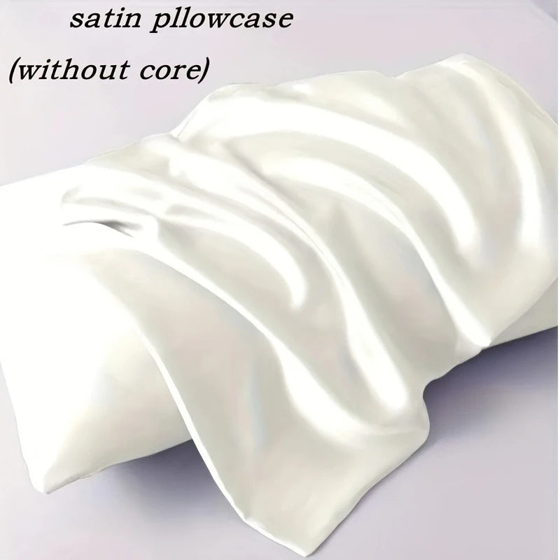 1 Pair Satin Pillowcase - Anti-Allergy Breathable Bedding Polyester Satin with Envelope Closure Machine Washable & Skin-Friendly