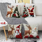 Cartoon Christmas Pillow Cover Elk Santa Claus Snowman Xmas Tree Merry Christmas Decor Gift Happy New Year