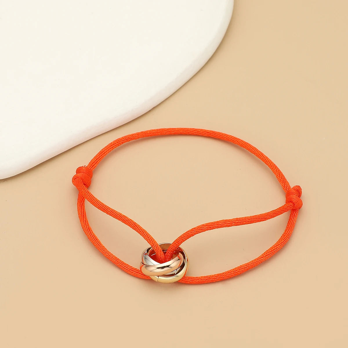 Simple Fashion Unisex Bracelet 3 Metal Round Circle Accessory Adjustable Men's Rope Bracelet for Women Jewelry Gifts