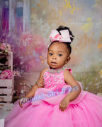 Pink Flower Girl Dresses for Wedding Crystal Sleeveless Sequins Girl Kids Birthday Party First Holy Communion Gowns Customized