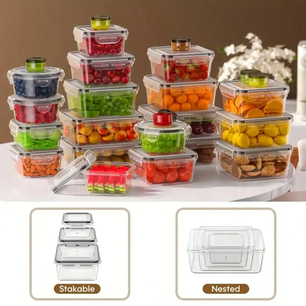 40 Pcs Food Storage Containers With Airtight Lids Modern Clear Plastic Meal Prep Lunch Boxes Leakproof Stackable Container Set For Meal Prep Leftovers Kitchen Pantry Refrigerator Organization Housewarming Gift
