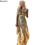 Sexy Deep V Neck Sleeveless Women's Party Gold Dresses Summer New Fashion Slim Waist Elegant Maxi Dress for Women Vestidos 2026