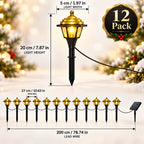 12 Pack Mini Solar Christmas Pathway Lights Outdoor Garden Lantern Stakes LED Waterproof Walkway Yard Decoration Holiday Lights
