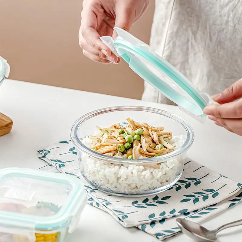 High Borosilicate Glass Lunch Bento Box Microwave Oven Separate Fresh-keeping Bowl Sealed Box Food Storage Containers Crisper