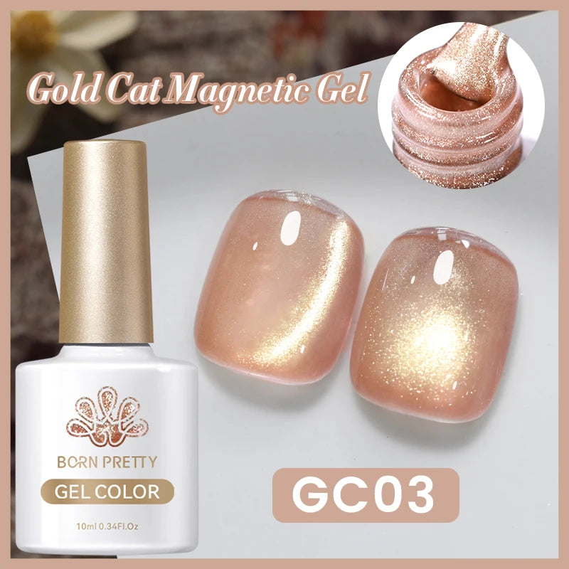 BORN PRETTY 10ml Cat Magnetic Gel Sparkling Semi Permanent Soak Off Manicure UV Gel Nail Art Varnish Autumn Winter Gel Nails