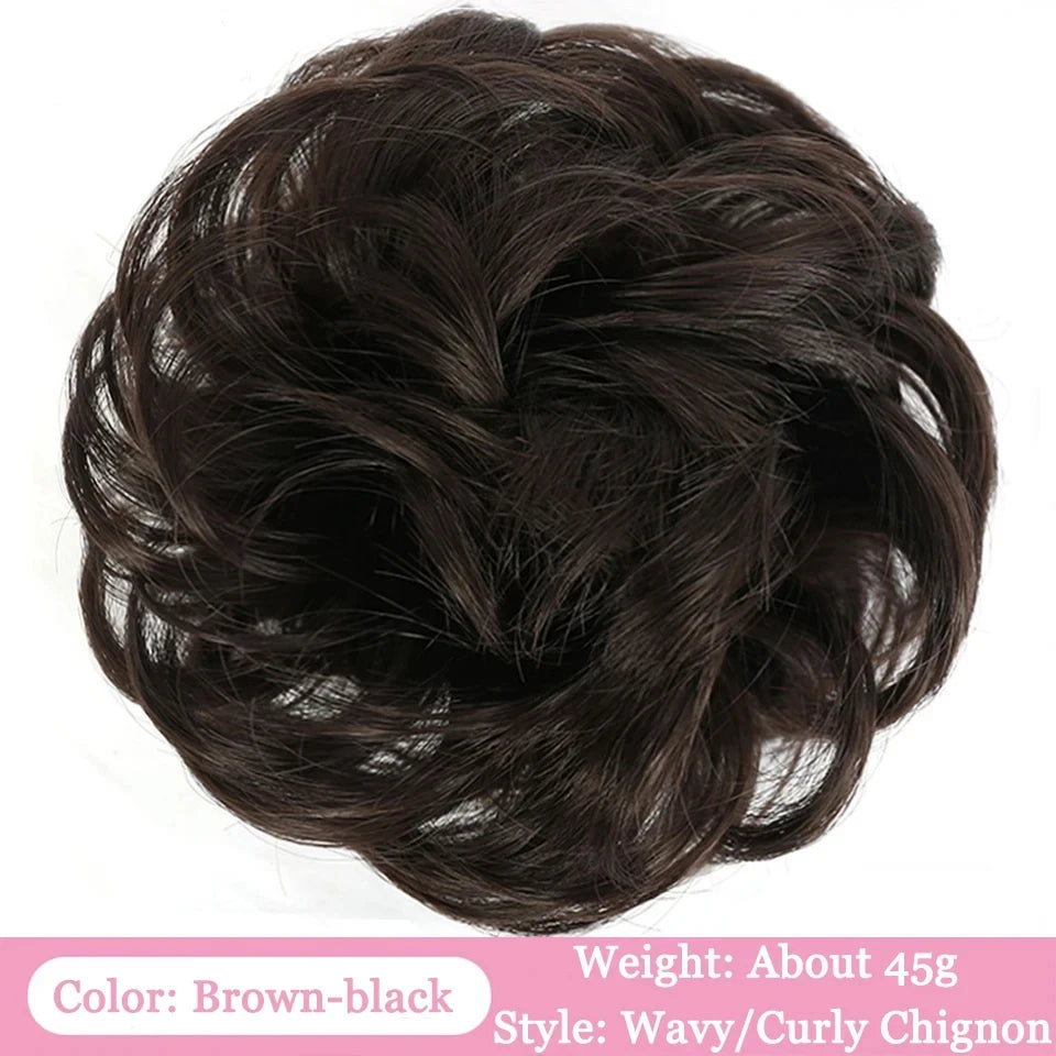 OLACA Synthetic Hair Bun Bands Blonde Black Messy Curly Chignon Donut Updo Scrunchies Fake Hair Pieces For Women Hair Extensions