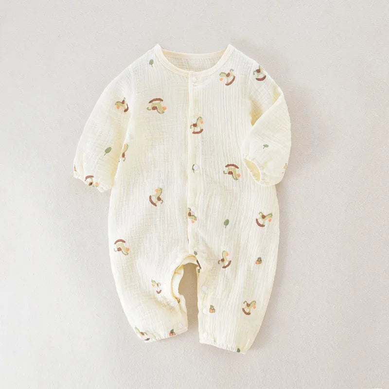 Baby Boys Girls Clothes Newborn Jumpsuit Muslin Cotton Long Sleeve Romper Infant Autumn Spring Clothes 0-2T
