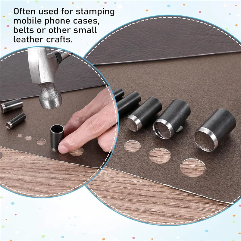 SOFT-Round Hole Punch Tool,Duty Fabric Punch Tools Leather Craft Punching Tools Kit For Handmade DIY Leather Craft Working
