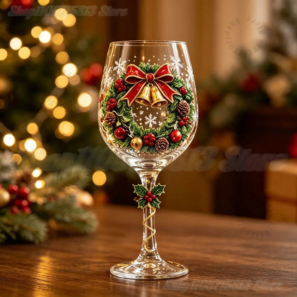 6Pcs Christmas Wine Glasses Set in Gift Box Santa Snowman Reindeer Goblet Holiday Table Drinkware New Year Party Decor Supplies