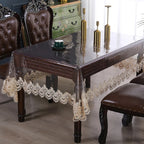 Clear Plastic Waterproof Tablecloth,Vinyl PVC Rectangle Table Cloth Oilproof Lace Table Cover for Dining Table Outdoor Decor