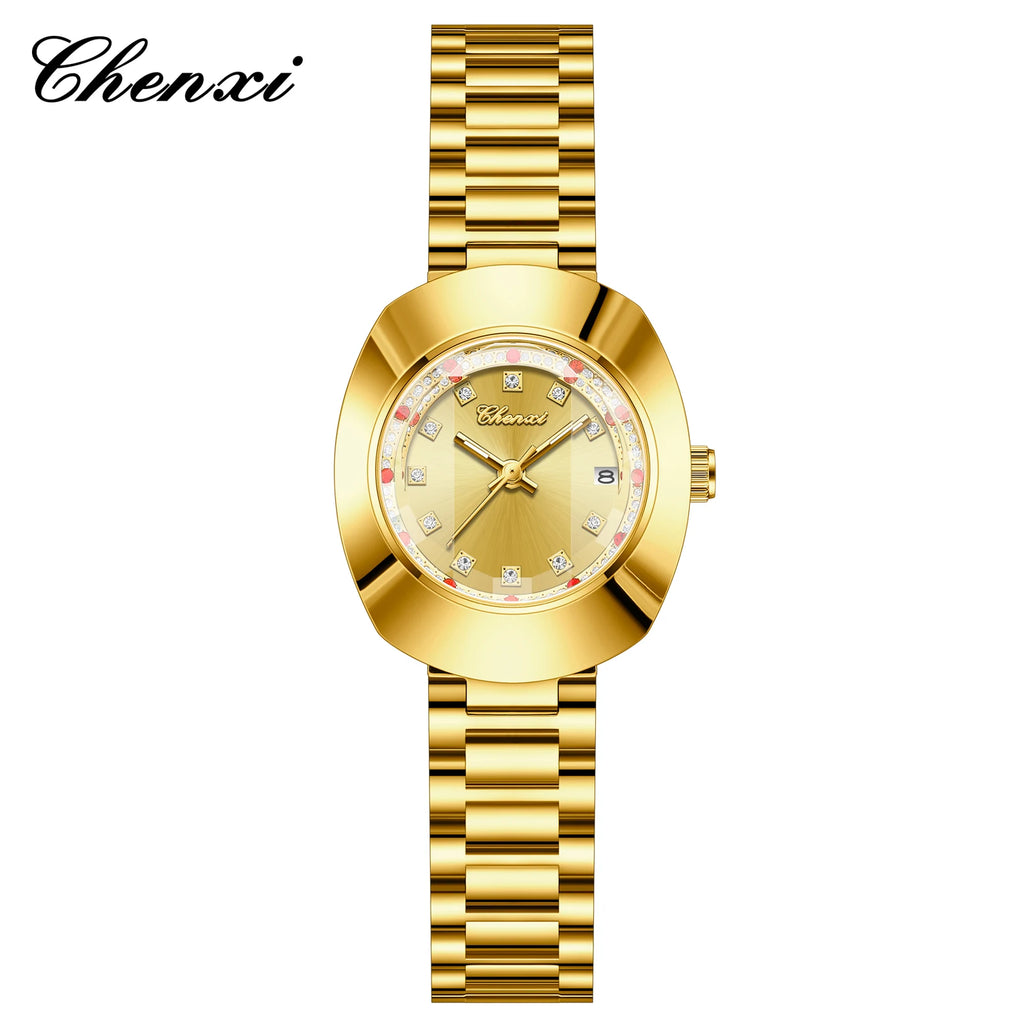 CHENXI Luxury Couple Watch Stainless Steel Band Luminous Business Men Women Quartz Wristwatches Great Valentine Gift for Lover