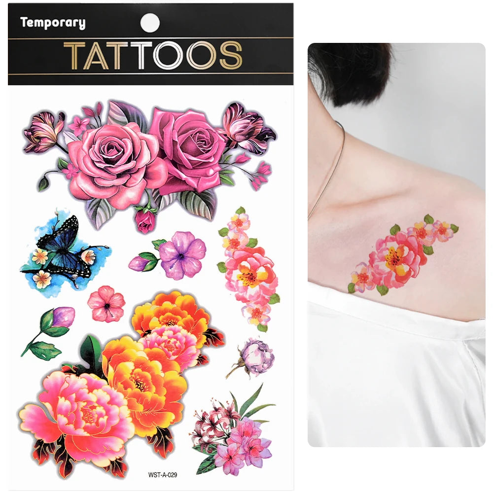 Waterproof Colourful Temporary Tattoos Sticker  Scorpion Butterfly Transfer Fake Tatoo Men Women Body Arm Fake Tattoo Stickers