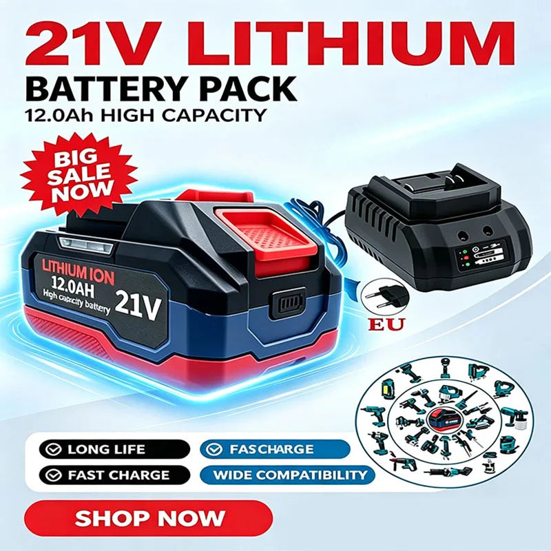 For Makita 18V-21V Makita Tool Lithium Battery 12.0Ah Fast Charging Safety Certified for Electric Drill/Driver Tools