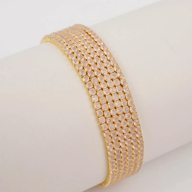 6pcs/set Fashion Acrylic Beads Elastic Bracelet For Women Stretch Stackable Gold Color Bracelets Wristband Daily Female Jewelry