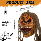 Horror Pumpkin Masquerade Mask Latex Cosplay Face Cover Creepy Halloween Costume for Carnival Party Role Play Performance