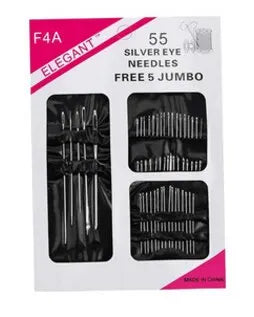 55 Pieces Stainless Steel Big Eye Hand Sewing Needles Set with Different Sizes for Sewing Needlework Embroidery Needles