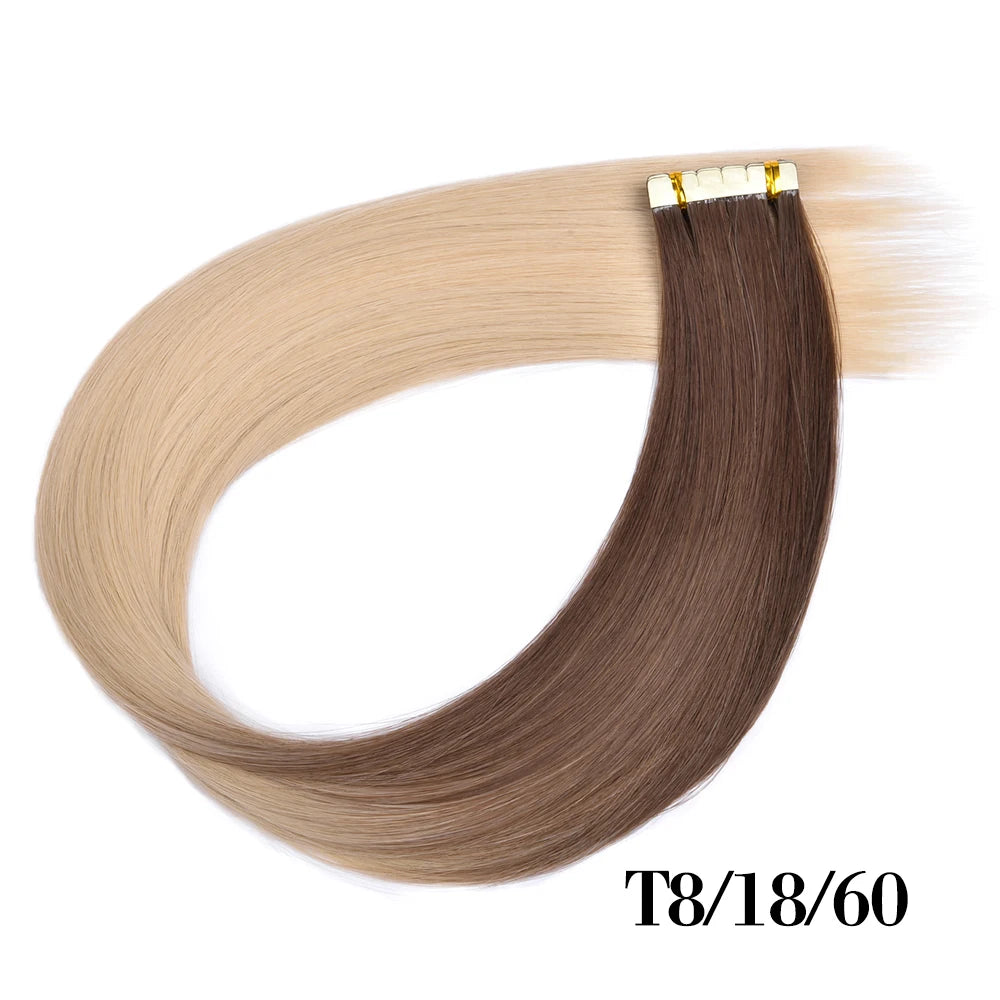 Synthetic Straight Tape In Hair Extensions 10pcs Natural Hair Extension 24inch For Women Invisible Double Sided Free Style