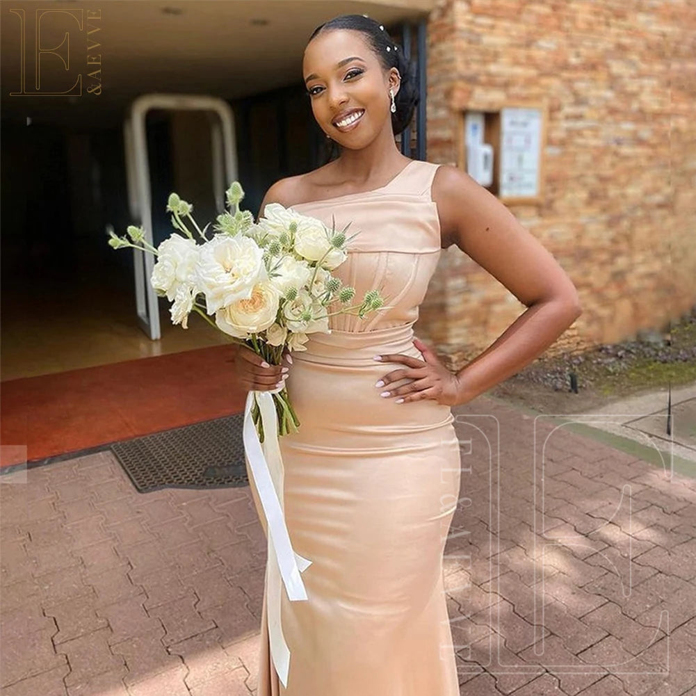 Satin One Shoulder Wedding Party Dress Long Bridesmaid Dresses Formal Dresses for Women Elegant Gowns Weddings Robe customized